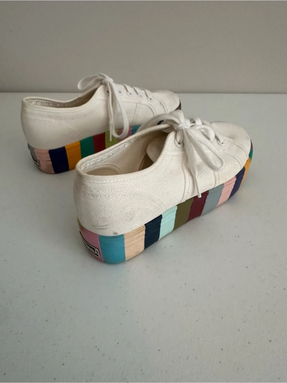 Women’s size 37 Superga 2790 Rainbow Platform Sneakers